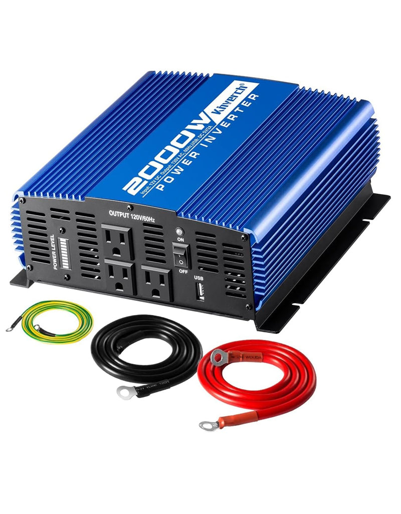 2000W Continuous/ 4000W Peak Power Inverter 3 AC Outlets 12V to 110V Car Converter