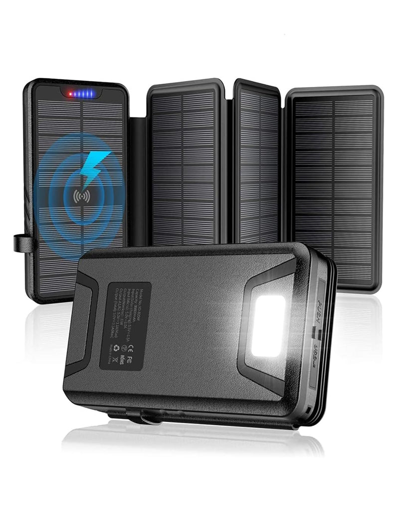 Solar Charger 38800mAh Solar Power Bank with Dual 5V3.1A Outputs 10W Qi Wireless Charger