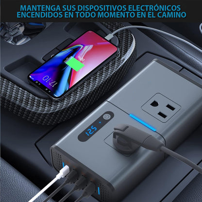 200W Digital Car Power Inverter DC 12V to 110V Car Inverter with 1.2A&2.4A USB, 1 QC3.0 USB and 1 Type C Ports black