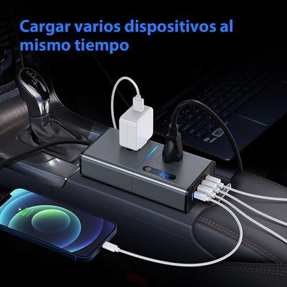 200W Digital Car Power Inverter DC 12V to 110V Car Inverter with 1.2A&2.4A USB, 1 QC3.0 USB and 1 Type C Ports black