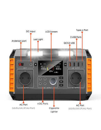 A6 Portable Power Station 600W,520Wh Portable Generator for Home&Camping&Blackout