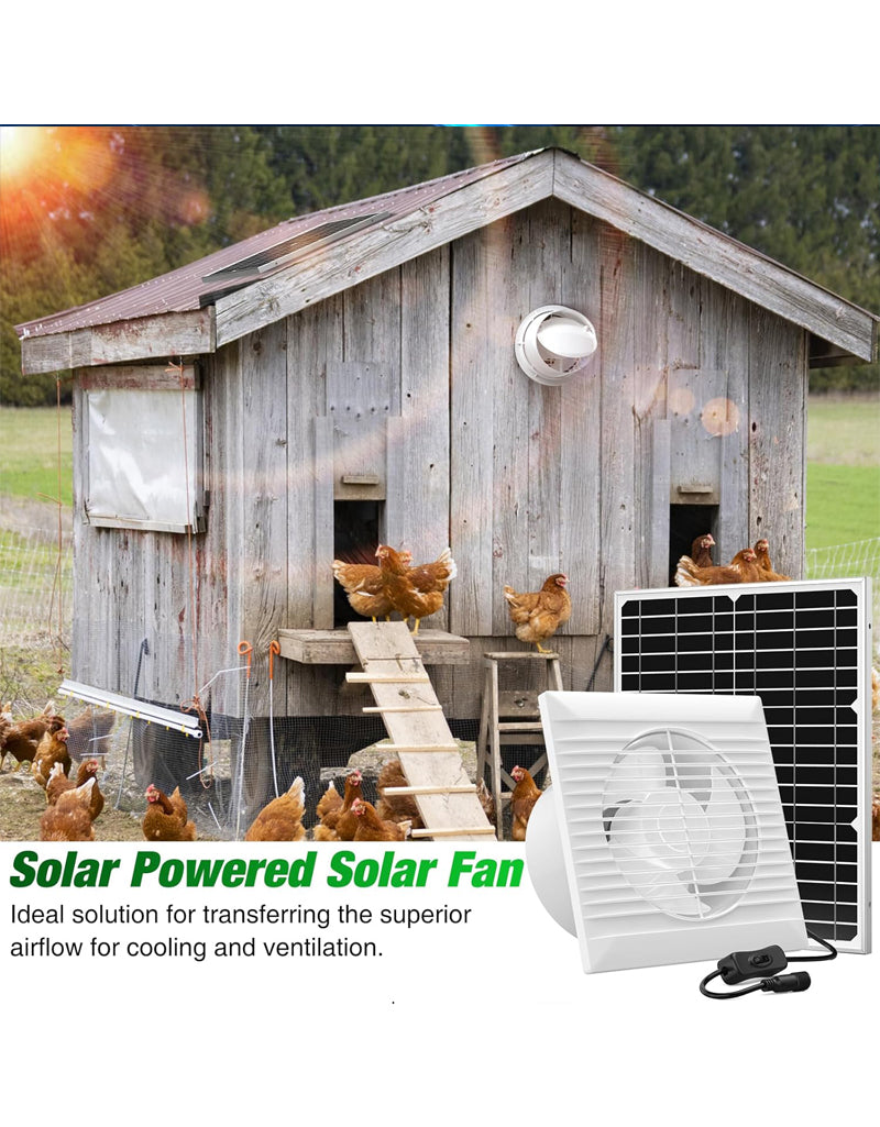 Solar Powered Exhaust Fan Pro, 20 W Solar Panel + 8 Inch High Speed Exhaust Fan