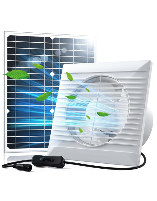 Solar Powered Exhaust Fan Pro, 20 W Solar Panel + 8 Inch High Speed Exhaust Fan