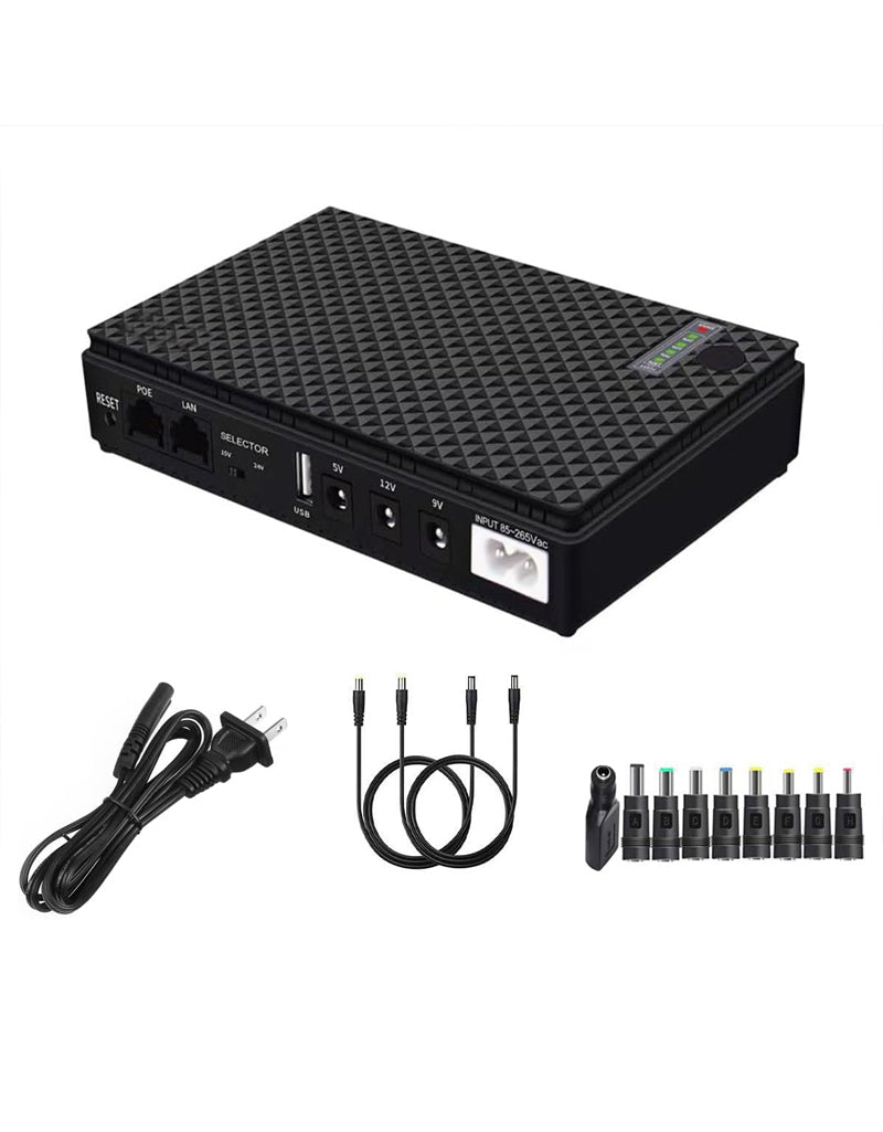 Mini UPS Battery Backup for Routers,Built-in 10400mAh Rechargeable Surge Protector with POE