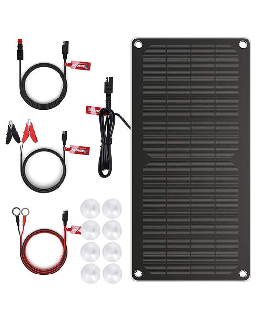 10 Watts Portable Solar Battery Charger Maintainer, Backup for Car Boat Marine Motorcycles Truck