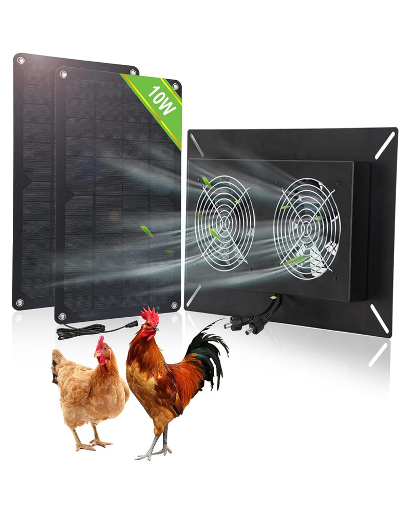20W Solar Powered Dual Metal Shell Exhaust Fan Kit for Chicken Coops