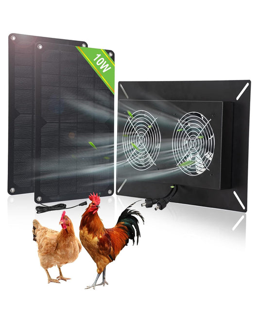 20W Solar Powered Dual Metal Shell Exhaust Fan Kit for Chicken Coops
