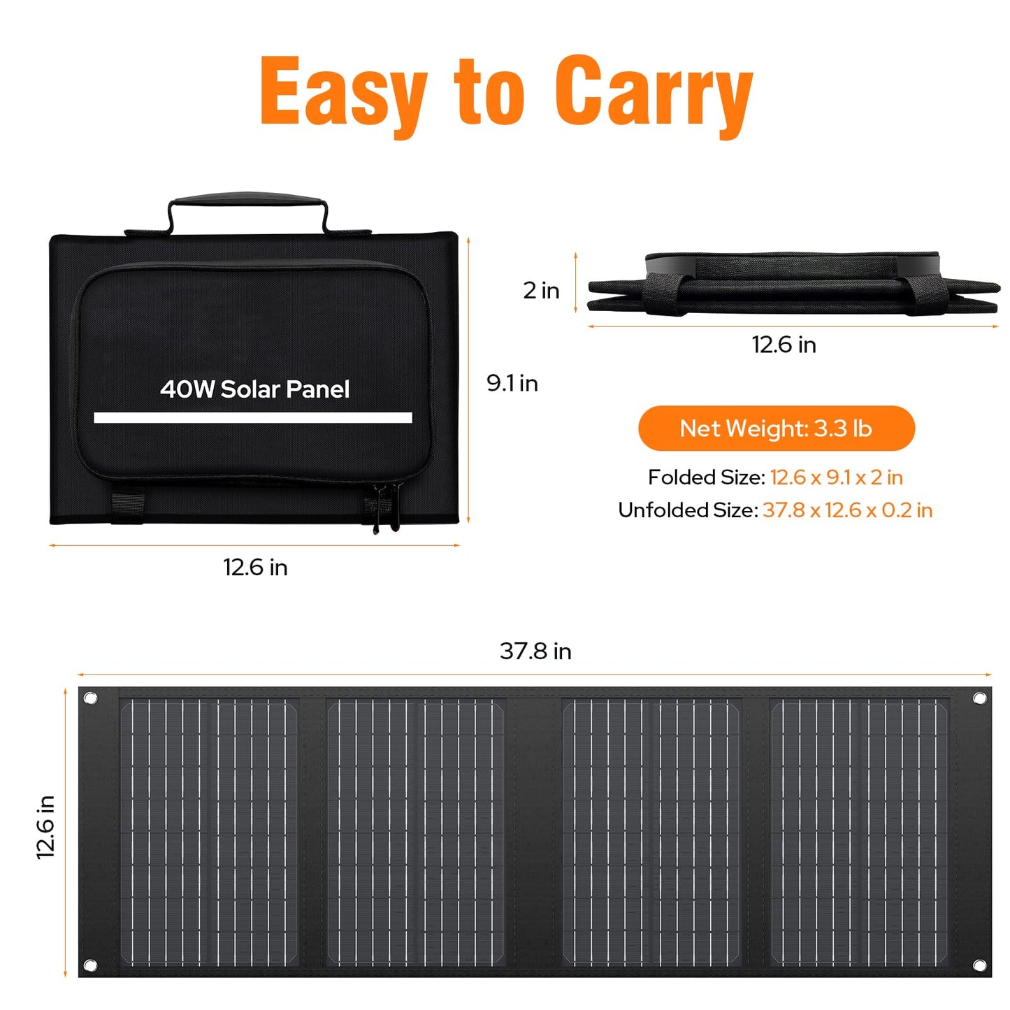 Portable Solar Panel Charger 40W Foldable Solar Panel