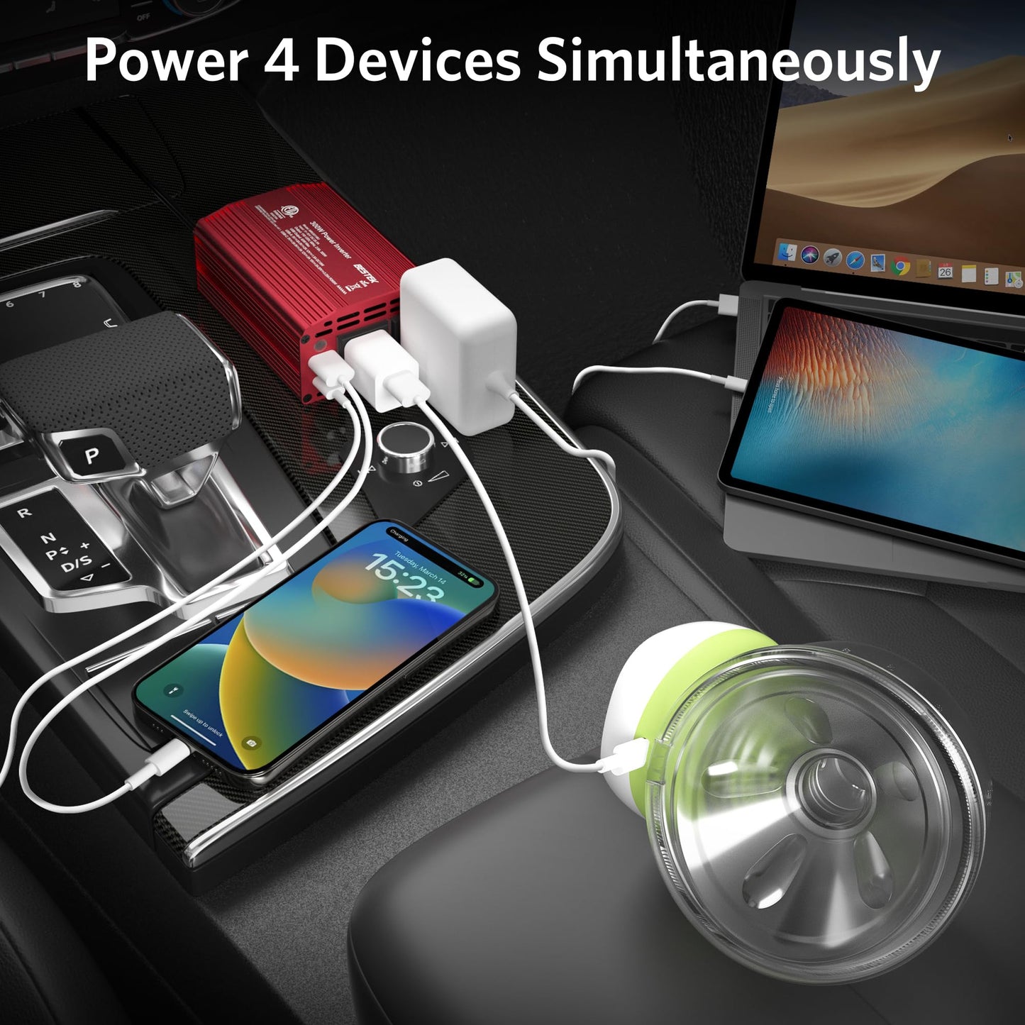 300W Power Inverter DC 12V to 110V AC Car Inverter with 4.2A Dual USB Car Adapter