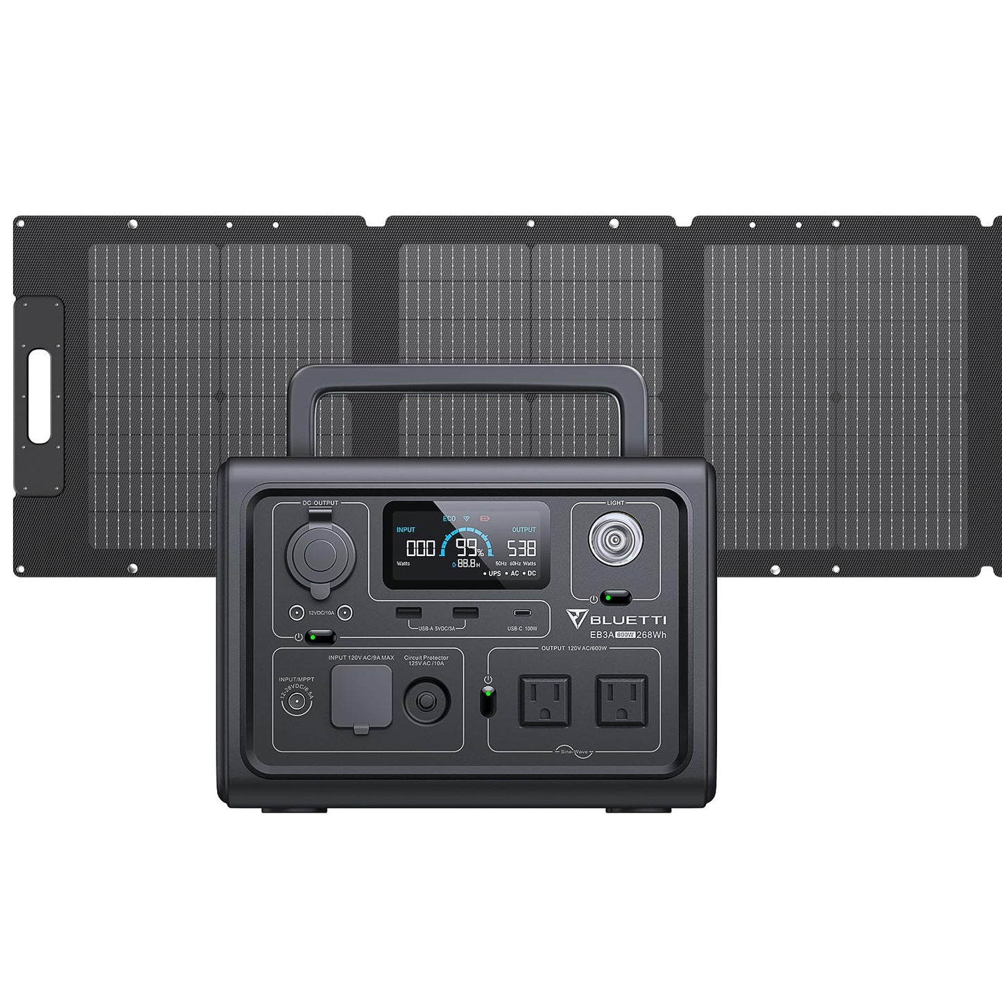 Portable Power Station EB3A, 268Wh LiFePO4 Battery Backup 600W