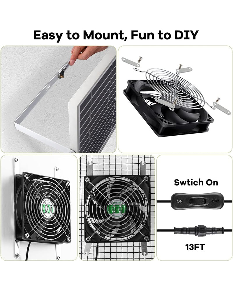 10W Solar Powered Fan, Solar Fan for Shed, Chicken Coop