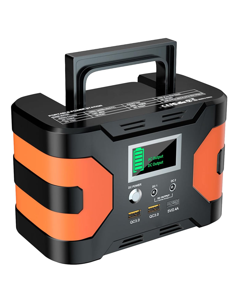 E150- 150W Portable Power Station+60W Solar Panel, 2 x 150W AC Outlets, 166Wh/45000mAh