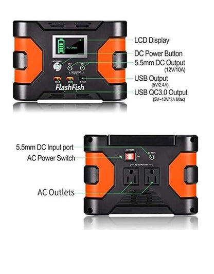 E150- 150W Portable Power Station+60W Solar Panel, 2 x 150W AC Outlets, 166Wh/45000mAh