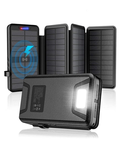 Solar Charger 38800mAh Solar Power Bank with Dual 5V3.1A Outputs 10W Qi Wireless Charger